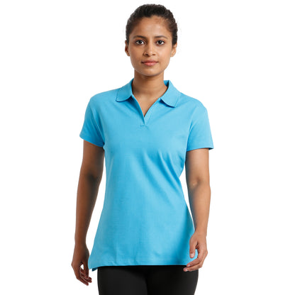 Athlete Womens Classic Polo T-shirt Aqua Blue