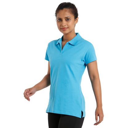 Athlete Womens Classic Polo T-shirt Aqua Blue