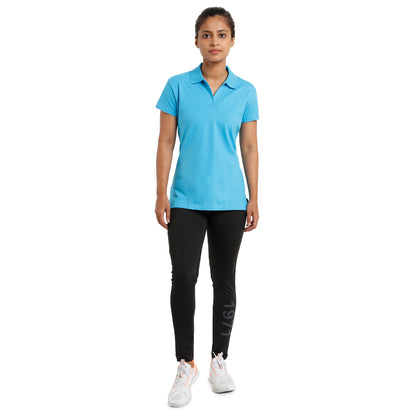 Athlete Womens Classic Polo T-shirt Aqua Blue