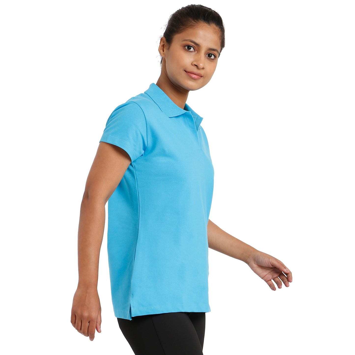 Athlete Womens Classic Polo T-shirt Aqua Blue